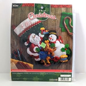 Bucilla 86658 Santa and Snowman Felt Applique Sequins Christmas Stocking Kit 18"